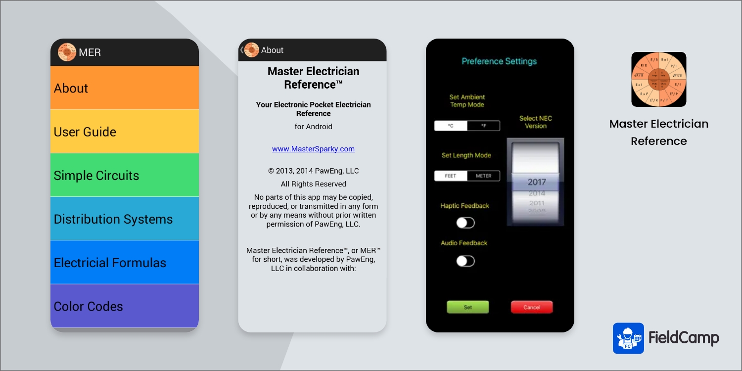 Master Electrician Reference - electrician app